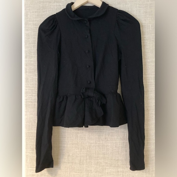 Valentino Black Button-Up Shirtket Cardigan - Picture 1 of 5